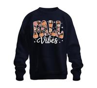Printera Fall Vibes Autumn Pumpkin Flowers Boho Vintage Floral Cosy Unisex Sweatshirt Pullover, navy, M