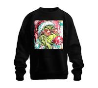 Printera Grinch Christmas Santa Hat Sunglasses Bubble Gum Pop Art Kpop Unisex Sweatshirt Pullover, black, 3XL
