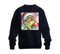 Printera Grinch Christmas Santa Hat Sunglasses Bubble Gum Pop Art Kpop Unisex Sweatshirt Pullover, navy, 3XL