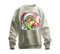 Printera Grinch Christmas Santa Hat Sunglasses Bubble Gum Pop Art Kpop Unisex Sweatshirt Pullover, natural, L