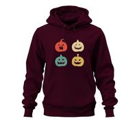 Printera Halloween Pumpkin Faces Vintage Retro Grunge Pumpkin Face Unisex Hoodie Hoodie, burgundy, XXL
