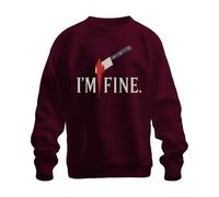 Printera I'm fine Bloody Hatchet Horror Halloween Sarcastic Dark Crime Unisex Sweatshirt Pullover, burgundy, M