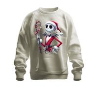 Printera Jack Skellington Santa Skeleton Retro Unisex Sweatshirt Pullover, natural, S