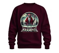 Printera Merry Krampus Snow Globe Horns Red Coat Dark Christmas Unisex Sweatshirt Pullover