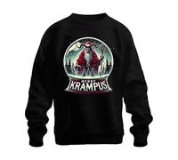Printera Merry Krampus Snow Globe Horns Red Coat Dark Christmas Unisex Sweatshirt Pullover, black, 3XL