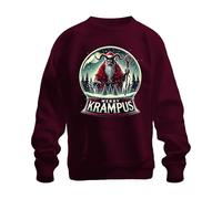 Printera Merry Krampus Snow Globe Horns Red Coat Dark Christmas Unisex Sweatshirt Pullover, burgundy, XL