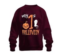Printera My 1st Halloween Baby First Year Pumpkin Ghost Cute Pumpkin Face Unisex Sweatshirt Pullover, burgundy, L