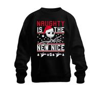 Printera Naughty is The New Nice Christmas Ugly Sweater Jack Skellington Unisex Sweatshirt Pullover, black, XL