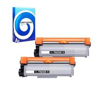 Printerinks TN2320 Toner Cartridge with Free A4 Ream Paper Compatible with Brother TN-2320 TN 2310 for Brother MFC-L2700DW L2720DW HL-L2340DW L2360DN L2300D L2365DW DCP-L2500D (Black, 2-Pack)