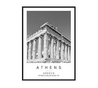 Printers Mews Acropolis Travel Print Athens Wall art Black and white Poster A3 Print only 29.7 X 42cm (11.7x16.5inch)