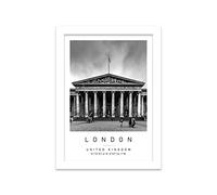 Printers Mews British Museum Travel Print London Wall art Black and white Poster A5 Print in White frame 21 X 24.5cm (7x9.6inch)