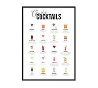Printers Mews Classic Cocktails Print A3 Print Only Home Bar Framed Wall Art Drink Recipe Kitchen Wall Art 29.7 X 42cm (11.7x16.5inch)