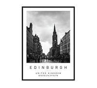 Printers Mews Edinburgh Royal Mile Travel Print Edinburgh Wall art Black and white Poster A4 Print only 21 X 29.7cm (8.3x11.7inch)