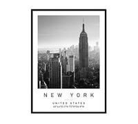 Printers Mews Empire State Building Travel Print New York Wall art Black and white Poster A3 Print only 29.7 X 42cm (11.7x16.5inch)