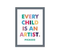 Printers Mews Every Child Is an Artist Picasso Inspirational Poster A4 Print in Grey Frame 24.5 x 33cm (9.6x13inch)