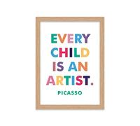 Printers Mews Every Child Is an Artist Picasso Inspirational Poster A4 Print in Oak Effect Frame 24.5 x 33cm (9.6x13inch)