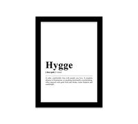 Printers Mews - Hygge Definition Print - Funny Wall Art Poster - A5 Print in Black Frame - 18 x 24.5cm (7x9.6inch)