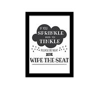 Printers Mews If You Sprinkle When You Tinkle…. Wipe the Seat A5 Print in Black Frame Framed Toilet Print Modern Bathroom Art 18 X 24.5cm (7x9.6inch)
