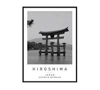 Printers Mews Itsukushima Shinto Shrine Travel Print Hiroshima Wall art Black and white Poster A4 Print only 21 X 29.7cm (8.3x11.7inch)