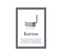 Printers Mews Karma A4 Print in Grey Frame Loo Wall Art Toilet Sign 24.5 X 33cm (9.6x13inch)