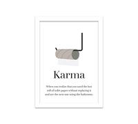 Printers Mews Karma A4 Print in White Frame Loo Wall Art Toilet Sign 24.5 X 33cm (9.6x13inch)
