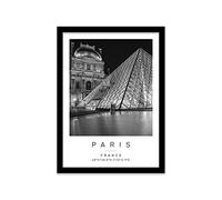 Printers Mews Louvre Museum Travel Print Paris Wall art Black and white Poster A3 Print in Black frame 33.5 X 45.5cm (13.2x18inch)