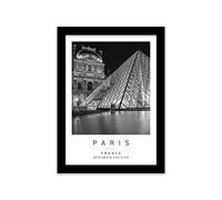 Printers Mews Louvre Museum Travel Print Paris Wall art Black and white Poster A5 Print in Black frame 18 X 24.5cm (7x9.6inch)