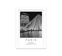 Printers Mews Louvre Museum Travel Print Paris Wall art Black and white Poster A5 Print in White frame 21 X 24.5cm (7x9.6inch)