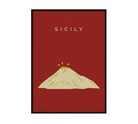 Printers Mews Mount Etna - Sicily A4 Print Only Urban skyline artwork Sicily Poster 199 X 29.7cm (8.3x11.7inch)