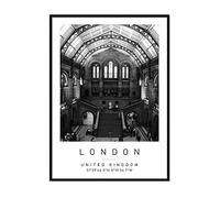 Printers Mews National History Museum Travel Print London Wall art Black and white Poster A4 Print only 21 X 29.7cm (8.3x11.7inch)