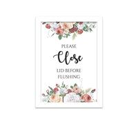 Printers Mews Please Close Lid Before Flushing A5 Print in White Frame Humour Bathroom Art Washroom Print 21 X 24.5cm (7x9.6inch)