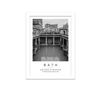 Printers Mews Roman Baths Travel Print Bath Wall art Black and white Poster A5 Print in White frame 21 X 24.5cm (7x9.6inch)