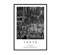 Printers Mews Shibuya Crossing Travel Print Tokyo Wall art Black and white Poster A4 Print only 21 X 29.7cm (8.3x11.7inch)