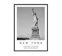 Printers Mews Statue of Liberty Travel Print New York Wall art Black and white Poster A3 Print only 29.7 X 42cm (11.7x16.5inch)