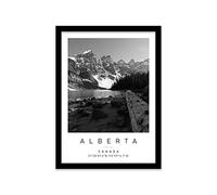 Printers Mews The rocky mountains Travel Print Alberta Wall art Black and white Poster A3 Print in Black frame 33.5 X 45.5cm (13.2x18inch)