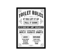 Printers Mews Toilet Rules A2 Print in Black Frame Bathroom Art Prints Bathroom Print Décor 45 X 63cm (17.7x24.8inch)