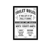 Printers Mews Toilet Rules A3 Print in Black Frame Bathroom Art Prints Bathroom Print Décor 33.5 X 45.5cm (13.2x18inch)