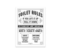 Printers Mews Toilet Rules A3 Print in White Frame Bathroom Art Prints Bathroom Print Décor 33.5 X 45.5cm (13.2x18inch)