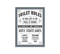 Printers Mews Toilet Rules A4 Print in Grey Frame Bathroom Art Prints Bathroom Print Décor 24.5 X 33cm (9.6x13inch)