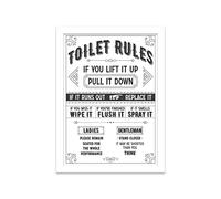Printers Mews Toilet Rules A4 Print in White Frame Bathroom Art Prints Bathroom Print Décor 24.5 X 33cm (9.6x13inch)