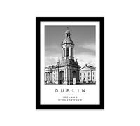 Printers Mews Trinity College Travel Print Dublin Wall art Black and white Poster A4 Print in Black frame 24.5 X 33cm (9.6x13inch)