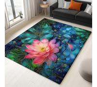 Printing Area Rug Anime Flowers For Kids Boys Girls Bedroom, Dreamlike Gilded Lotus Living Room Home Decor Carpets 140 X 200 Cm For Garden Office Decorative, Area Rug Non-Slip Washable Multicolor