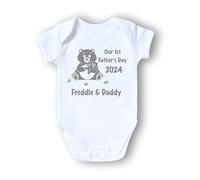 Printing Corner Personalised Our 1st Father’s Day Babygrow with Daddy and Baby Bear Design (Short-Sleeve, White)… (0-3 Months)