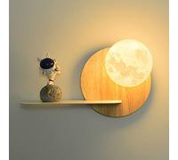 Printing Moon Wall Sconce Wood Wall Mount Lamp Resin Astronaut Wall Light Fixture, Cartoon Room Wall Lights Hardwired G9 Wall Sconce for Bedroom Bedside Boys Room