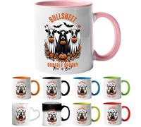 Printing Planet Bullsheet Udderly Spooky Halloween Cow Ghost - Funny Pumpkin Cow Coffee Mug Cute Fall Mug for Friends. (Pink).