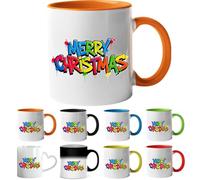Printing Planet Graffiti “Merry Christmas” Mug - Colourful Street-Style Ceramic 11 oz Drinkware for Holiday Cheer(Orange).