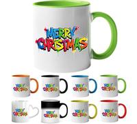 Printing Planet Graffiti “Merry Christmas” Mug - Colourful Street-Style Ceramic 11 oz Drinkware for Holiday Cheer(Green).