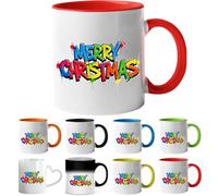 Printing Planet Graffiti “Merry Christmas” Mug - Colourful Street-Style Ceramic 11 oz Drinkware for Holiday Cheer(red).