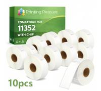 Printing Pleasure 10 Rolls 11352 Labels with Chip, 25 x 54 mm, Compatible with DYMO LabelWriter and Seiko SLP Printers, 500 Labels/Roll, 5000 Labels in Total