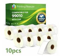 Printing Pleasure 10 Rolls 99010 Compatible Address Labels with Chip for LabelWriter & Seiko Label Printers | 28mm x 89mm | 130 Labels per Roll